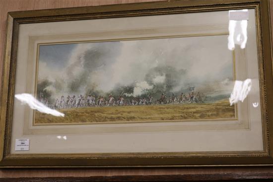 English School Charge of the Scots Guards and study of an army officer 9 x 21in. and 14 x 10in.